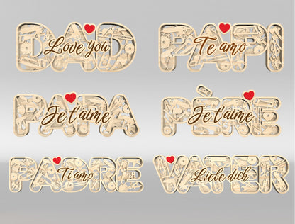 Dad Multilayer Name Sign SVG Laser Cut File for Glowforge and LightBurn