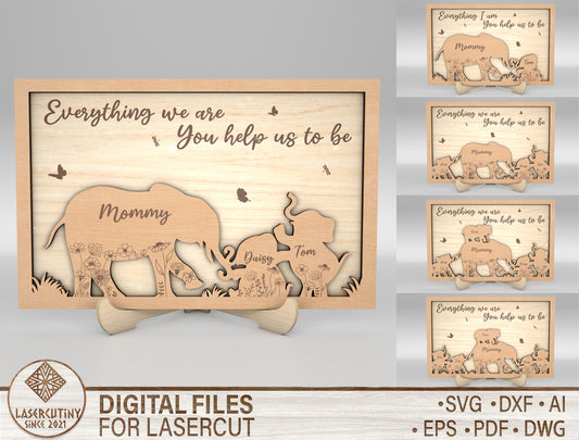 Everything We Are Baby Elephant Family Sign SVG for LightBurn