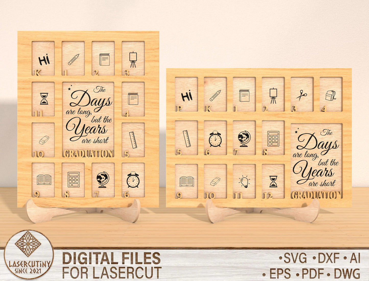 Graduation School Years Photo Frame SVG Laser Cut File for xTool and Glowforge