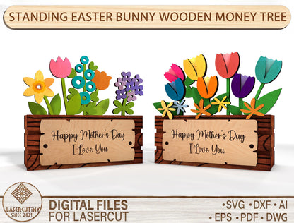 Mother's Day Easter Flower Box SVG Standing Decor for LightBurn