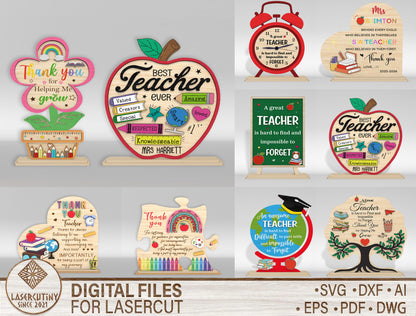 Teacher Appreciation Tabletop Decor SVG Laser Cut File for Glowforge and xTool