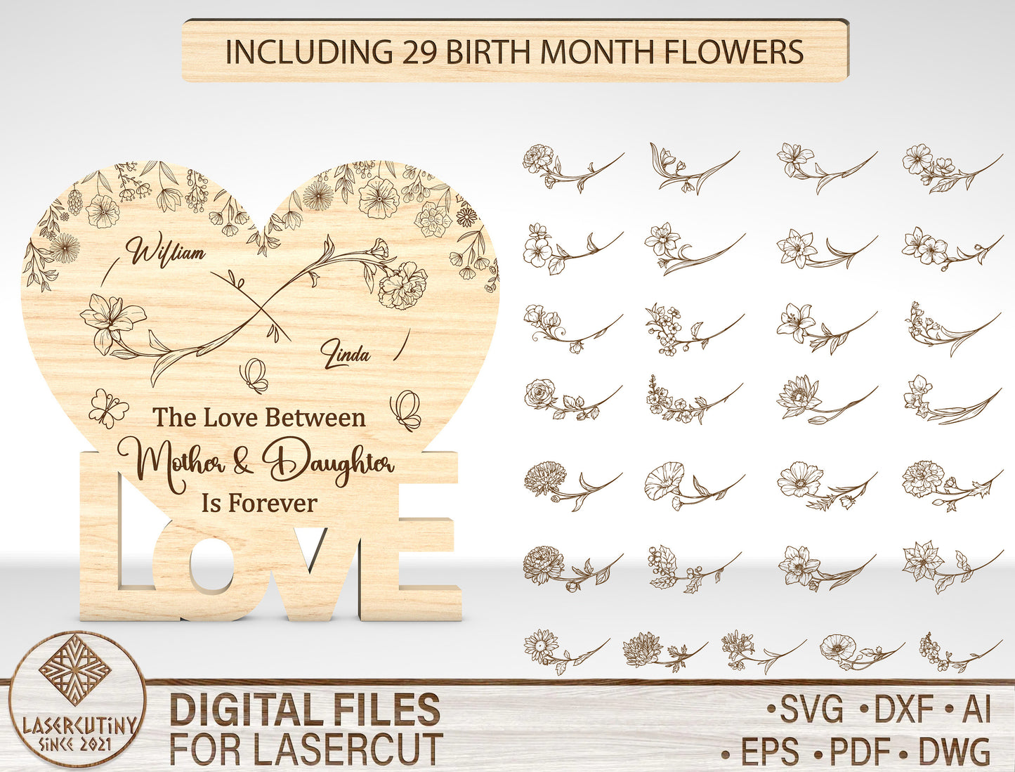 Personalized Turtle Family Name Sign SVG Bundle Laser Cut File for Glowforge and LightBurn