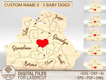 Personalized Dog Family Puzzle Sign SVG for xTool and Glowforge