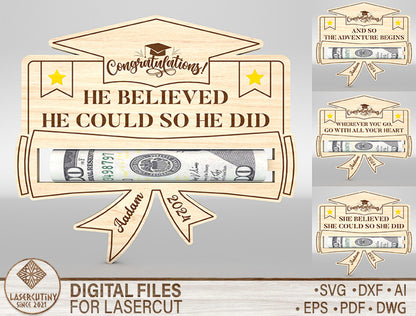 Graduation Money Holder SVG Laser Cut File for LightBurn and xTool