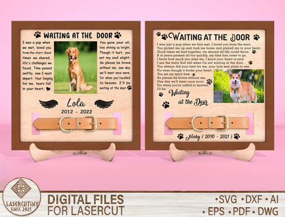 Waiting at the Door Dog Cat Photo Frame SVG  Laser Cut File for Glowforge and xTool