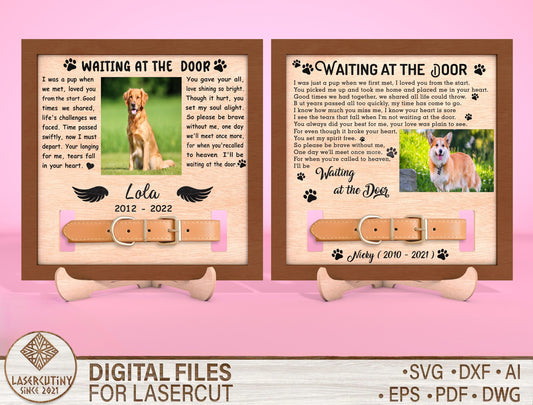 Waiting at the Door Dog Cat Photo Frame SVG  Laser Cut File for Glowforge and xTool