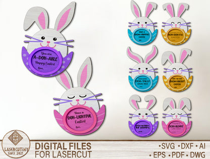 Cute Bunny Play Doh Gift Card Holder SVG Bundle 8 Designs for LightBurn