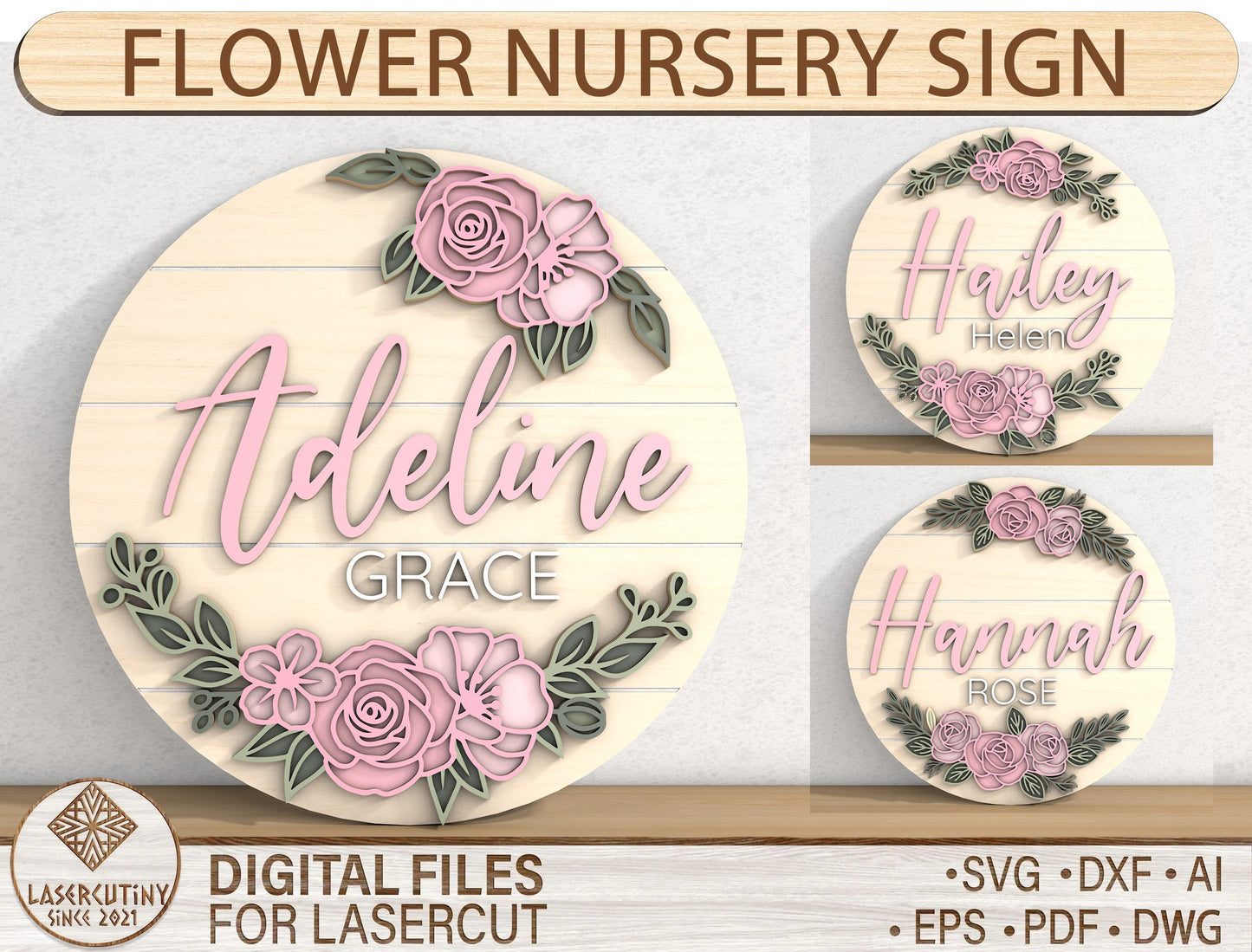 Flower Nursery Door Sign SVG for xTool and Glowforge