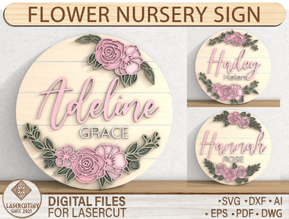 Flower Nursery Door Sign SVG for xTool and Glowforge