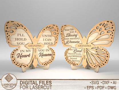 Butterfly Memorial Tabletop Decor SVG Laser Cut File for LightBurn