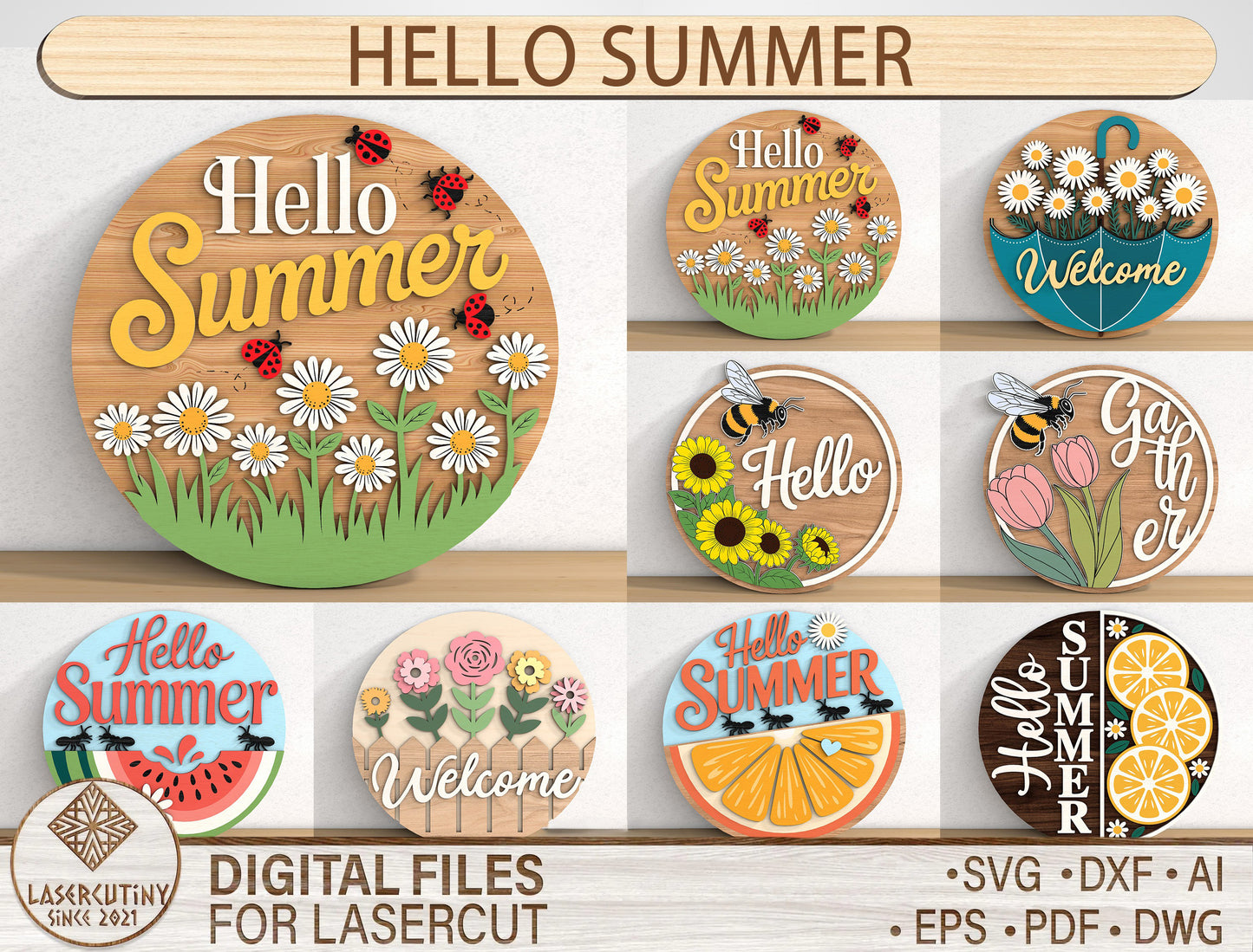Fruit Summer Door Hanger SVG Bundle for xTool and Glowforge