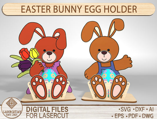 Easter Bunny Egg Holder SVG Bundle Cute Candy for Glowforge and xTool