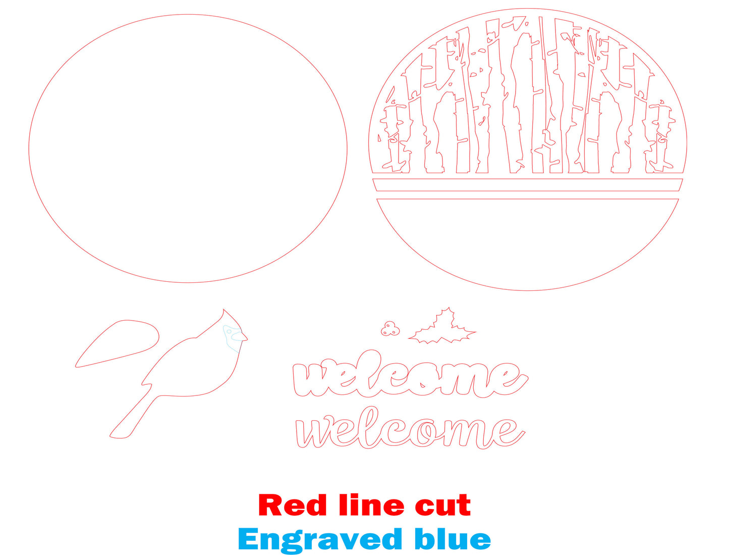 Cardinal Welcome Door Hanger SVG for Glowforge and xTool