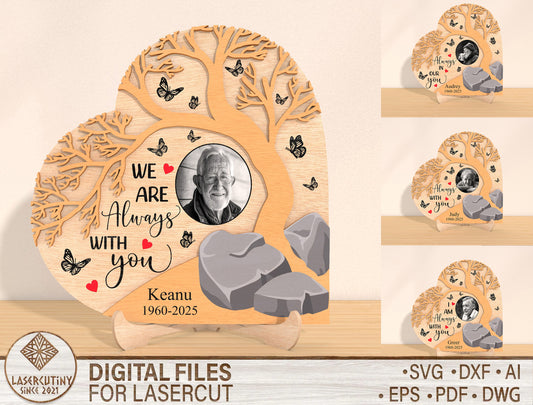 Tree Photo Memorial Sign SVG Laser Cut File for Glowforge