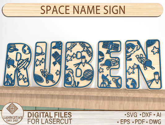Space Name Sign SVG for Glowforge and xTool Laser Cut File