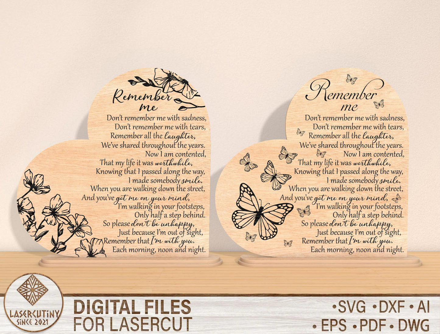 Remember Me Memorial SVG Laser Cut File for Glowforge