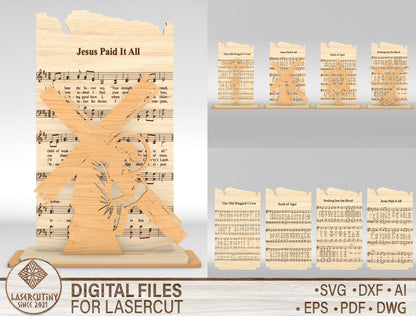Christian Cross Tabletop Decor SVG Jesus Silhouette Bundle for Glowforge