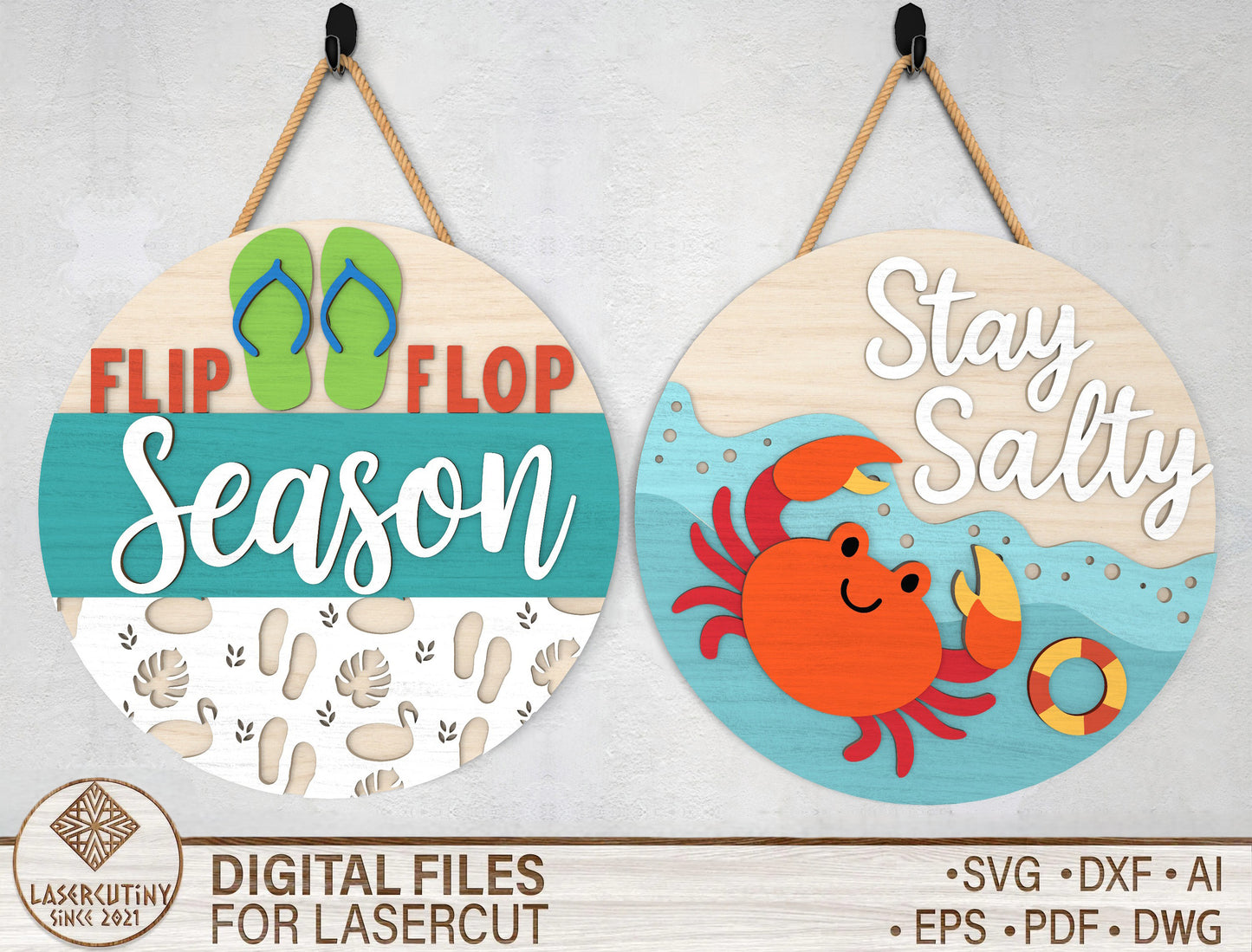 Flip Flop Season Door Hanger SVG Bundle for Glowforge