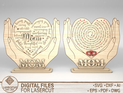 Mom Heart Hands Sign SVG Bundle for LightBurn and Glowforge