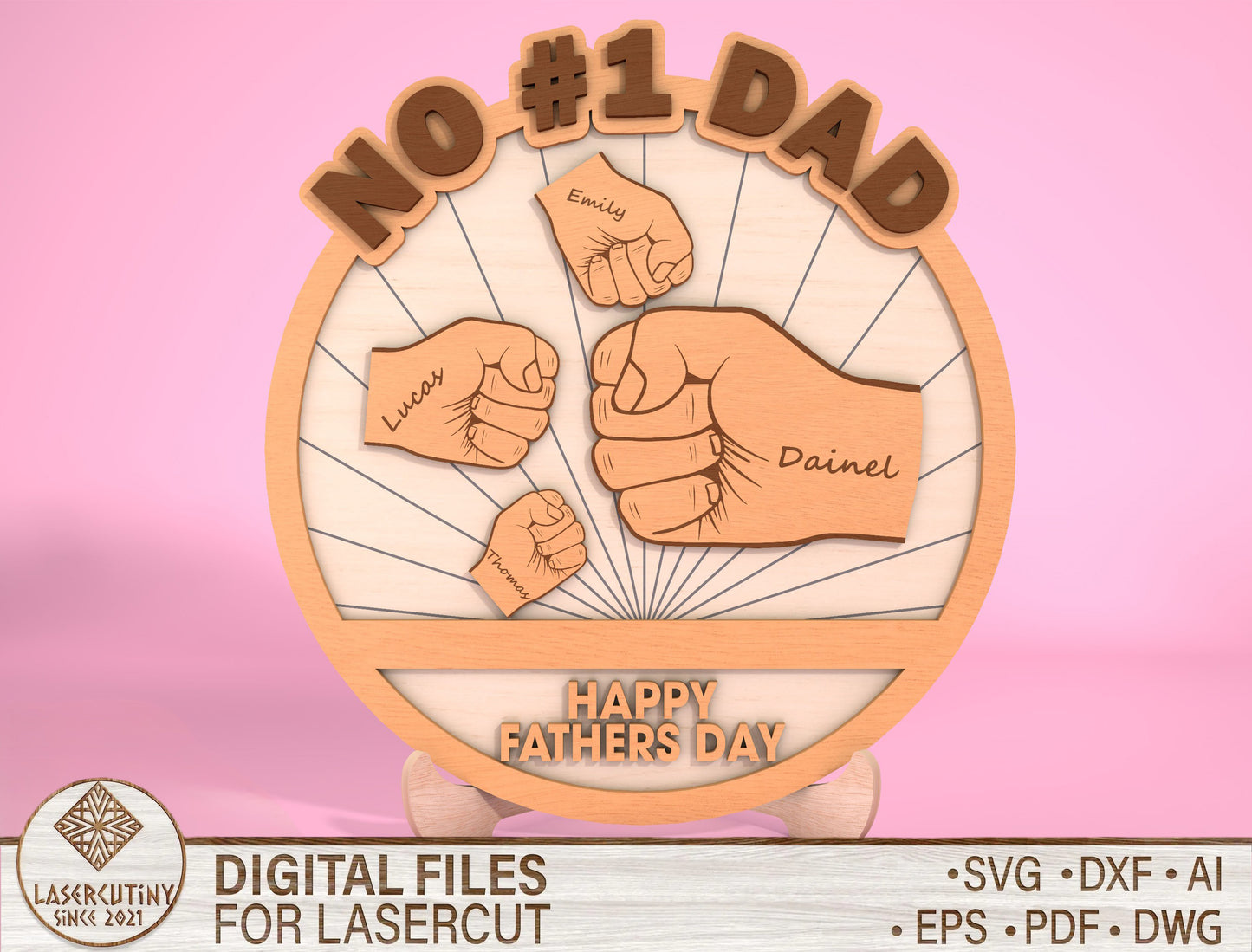 Personalized No 1 Dad Sign SVG Laser Cut File for Glowforge