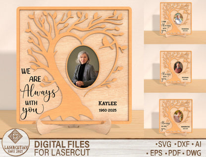 Tree of Life Heart Photo Memorial SVG for Glowforge and xTool