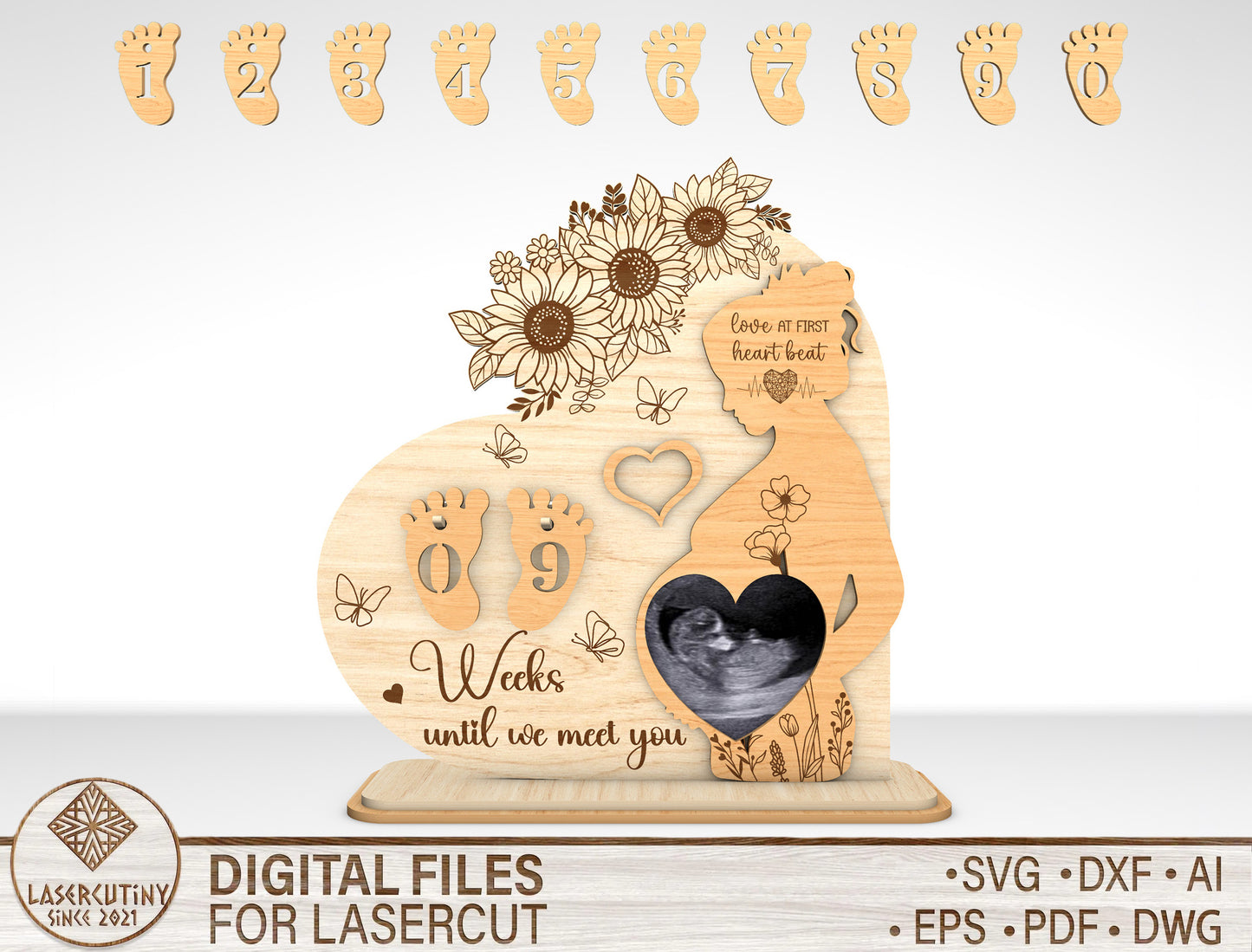Pregnancy Countdown Plaque SVG Laser Cut File for xTool and LightBurn