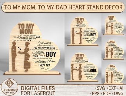 Parent Appreciation Heart Sign SVG for Glowforge and LightBurn