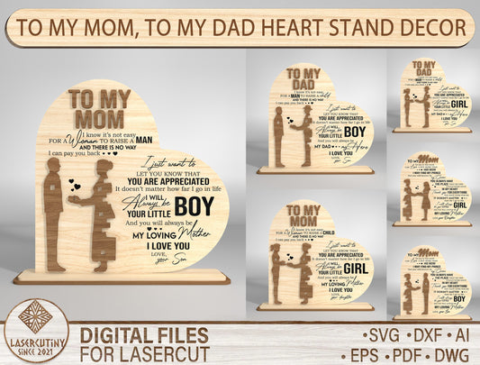 Parent Appreciation Heart Sign SVG for Glowforge and LightBurn