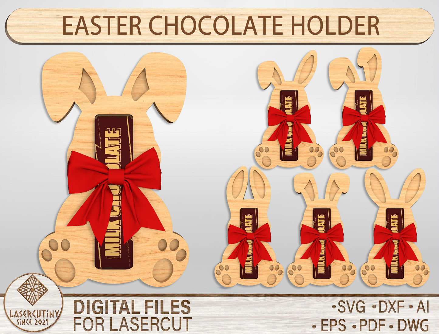 Easter Bunny Chocolate Holder SVG Cute Candy 6 Designs for Glowforge and xTool