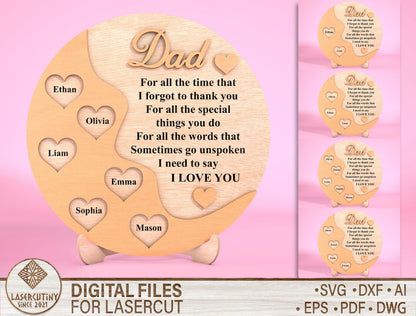 Personalized Dad Poem Sign SVG Laser Cut File for Glowforge and LightBurn