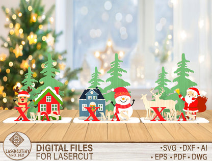 Christmas XMAS Tabletop Decor SVG Laser Cut Designs