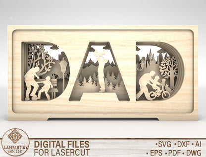 Dad Multilayer Outdoor Scene SVG Laser Cut File for Glowforge and LightBurn