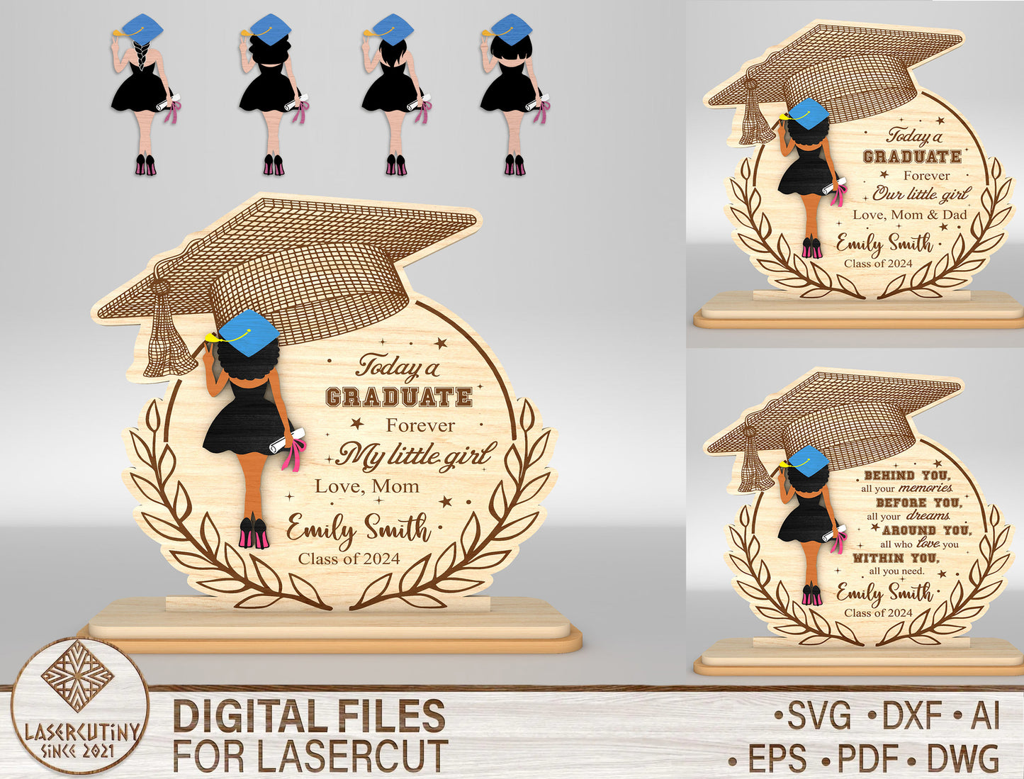 Personalized Graduation Girl Sign SVG for Glowforge and LightBurn
