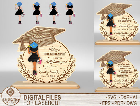 Personalized Graduation Girl Sign SVG for Glowforge and LightBurn