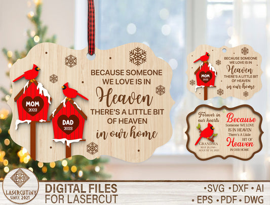 Cardinal Birdhouse Memorial Ornament SVG Laser Cut File for xTool