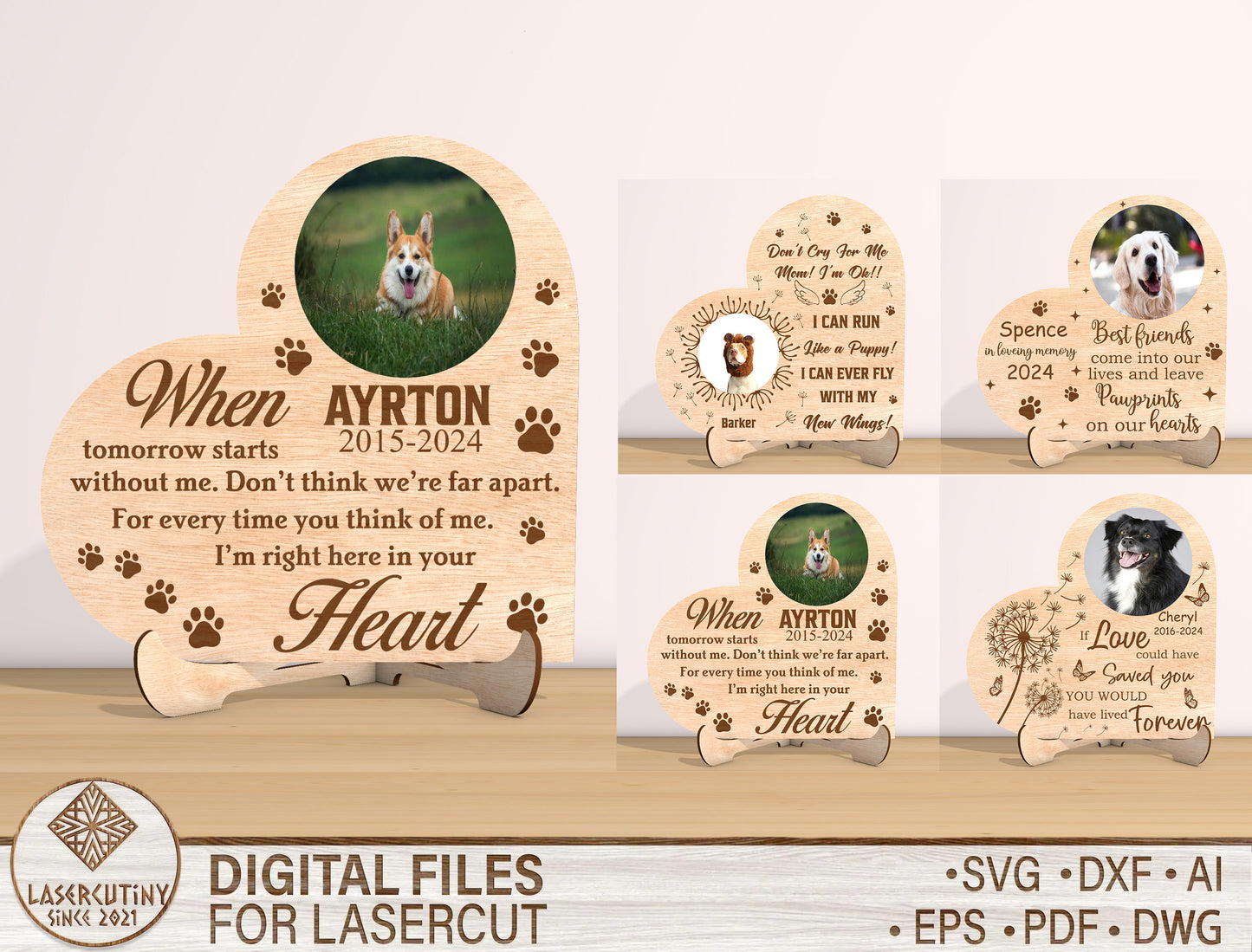 Pet Memorial Photo Frame SVG Bundle Laser Cut File