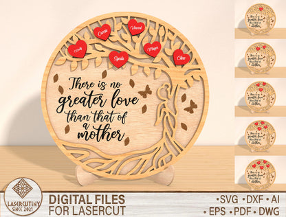 Tree of Life Mother Quote Layered Sign SVG for Glowforge and xTool