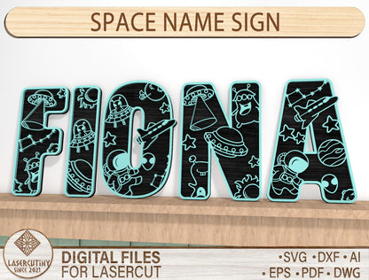Space Alphabet SVG Bundle for Glowforge and xTool Laser Cut File