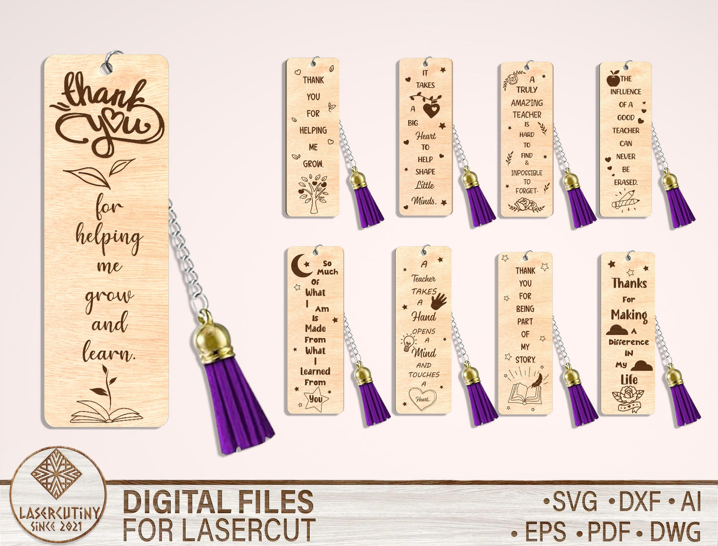 Teacher Bookmark SVG Bundle Laser Cut File for Glowforge and xTool