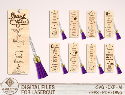 Teacher Bookmark SVG Bundle Laser Cut File for Glowforge and xTool
