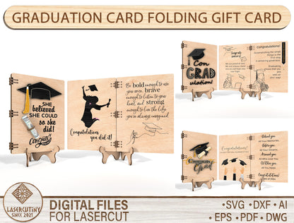 Graduation Folding Gift Card SVG for LightBurn and Glowforge