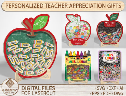 Personalized Teacher Appreciation Shaker SVG for xTool and LightBurn