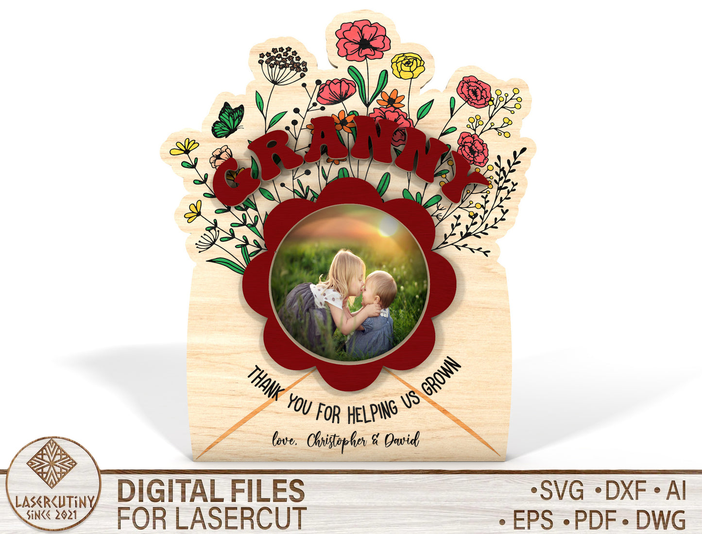 Floral Photo Magnet Mom Family SVG Bundle for Glowforge and xTool