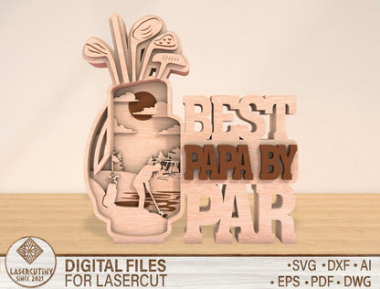 Golf Papa Multilayer SVG Laser Cut File for Glowforge and LightBurn
