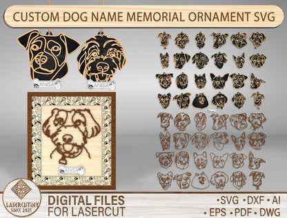 Dog Breed Line Art Stand SVG Bundle for Glowforge and xTool