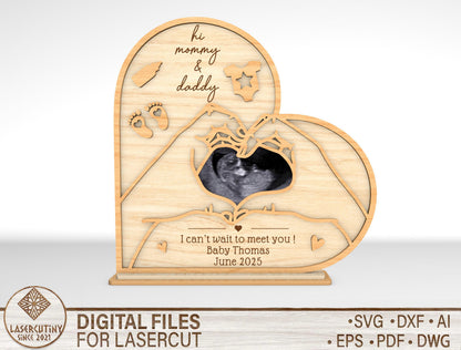 Ultrasound Announcement Heart Frame SVG Laser Cut File for xTool and Glowforge