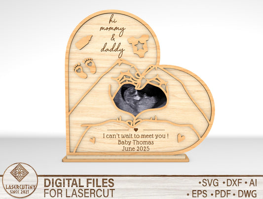 Ultrasound Announcement Heart Frame SVG Laser Cut File for xTool and Glowforge