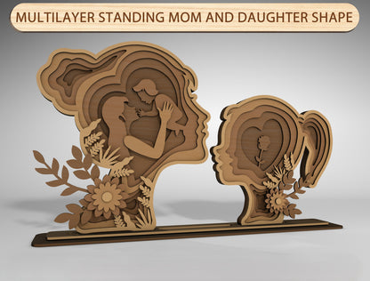 Mother Daughter Layered Wood SVG for Glowforge and xTool