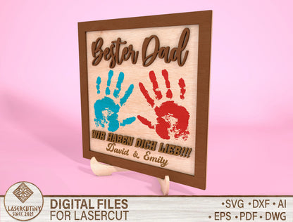 Personalized Handprint Papa Sign SVG Laser Cut File for Glowforge and LightBurn