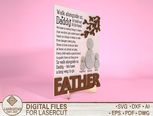Personalized Pebble Art Father Sign SVG Laser Cut File for Glowforge and xTool